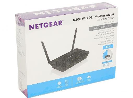 Маршрутизатор NETGEAR D1500-100PES Беспроводной ADSL2+ роутер N300  (Wi-Fi 300 Мбит/с , 1 порт ADSL2+ AnnexА , 1 порт LAN/WAN 10/100 Мбит/с и 1 LAN
