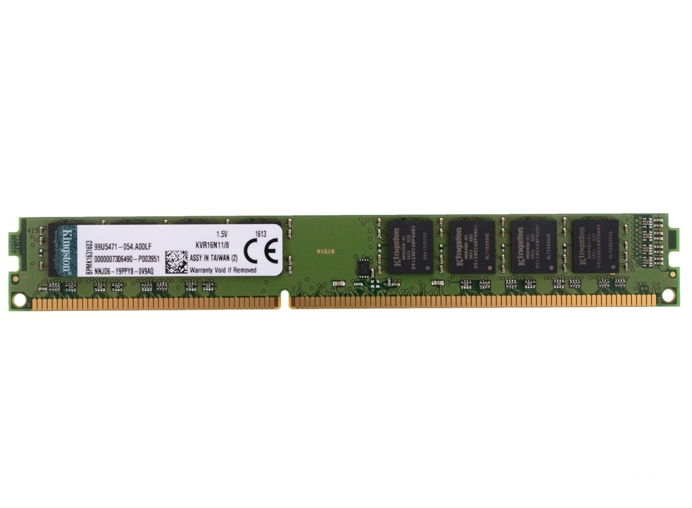 Оперативная память Kingston DDR3 8Gb, PC12800, DIMM, 1600MHz (KVR16N11/8) CL11 [Retail]