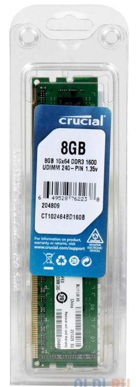 Память DDR3 8Gb (pc-12800) 1600MHz Crucial, 1.35/1.5V  (Retail) (CT102464BD160B)