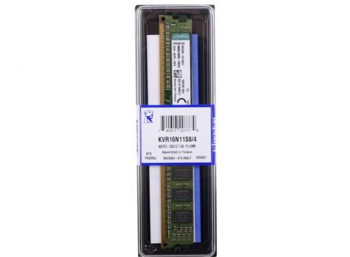 Оперативная память Kingston DDR3 4Gb, PC12800, DIMM, 1600MHz (KVR16N11S8/4) CL11 [Retail]