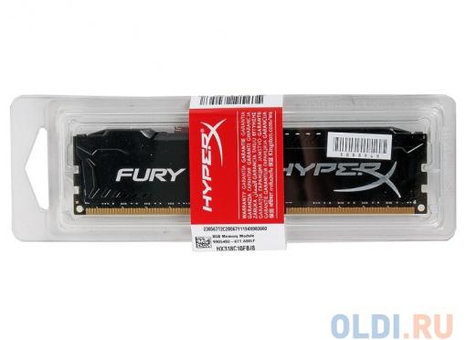 Оперативная память Kingston HyperX Fury DDR3 8Gb, PC15000, DIMM, 1866MHz (HX318C10FB/8) Black Series CL10 [Retail]