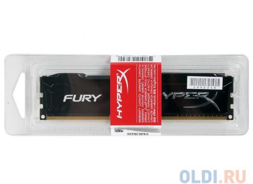 Оперативная память Kingston HyperX Fury DDR3 4Gb, PC12800, DIMM, 1600MHz (HX316C10FB/4) Black Series CL10 [Retail]