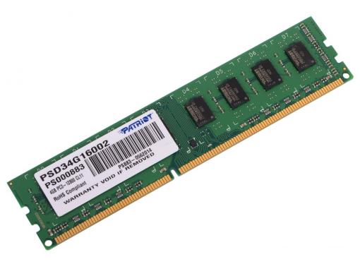 Память DDR3 4Gb (pc-12800) 1600MHz Patriot PSD34G16002