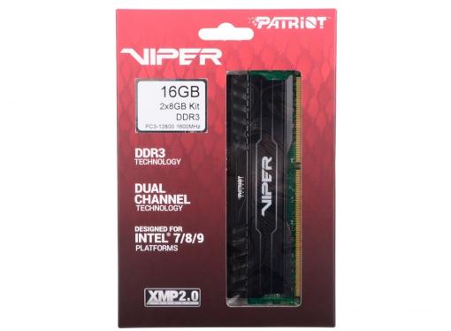 Память 16Gb (2x8Gb) PC3-12800 1600MHz DDR3 DIMM Patriot Viper3 PV316G160C0K