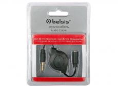 Кабель-рулетка Belsis  Jack 3,5 mm Stereo вилка - Jack 3,5 mm Stereo розетка, черный  BGL1180