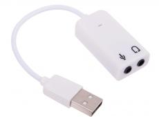 Кабель-адаптер Orient AU-01SW, USB to Audio, 2 x jack 3.5 mm для подключения гарнитуры к порту USB, белый