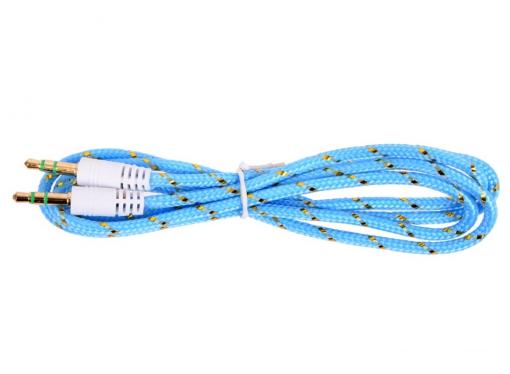 Кабель Belsis BL1108 (Jack 3.5 mm - Jack 3.5 mm,  стерео,0,75 м, нейлоновый оплетке, голубой)