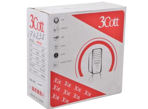 Корпус 3Cott 4009 ATX, 450Вт, USB Audio черный.