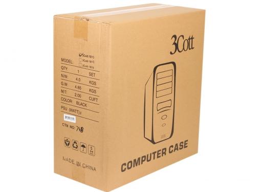 Корпус 3Cott 1815 ATX, без БП, окно, 1x USB3.0 (с доп. коннектором USB 2.0), 1x USB2.0,  2х12см LED новые красные вент-ры, HD аудио, фильтр от пыли.