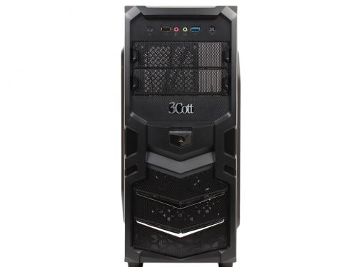 Корпус 3Cott 1815 ATX, без БП, окно, 1x USB3.0 (с доп. коннектором USB 2.0), 1x USB2.0,  2х12см LED новые красные вент-ры, HD аудио, фильтр от пыли.