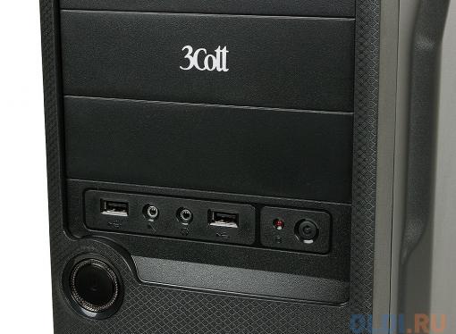 Корпус 3Cott 3C-ATX-J107, Black, ATX, блок питания 450 Вт, выходы USB 2.0x2,  Audio+Mic, материал шасси класса A, SPCC толщиной 0.5mm