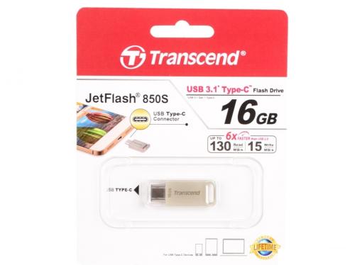 Внешний накопитель 16GB Transcend JetFlash 850 (USB 3.1 & USB Type C) OTG (TS16GJF850S)