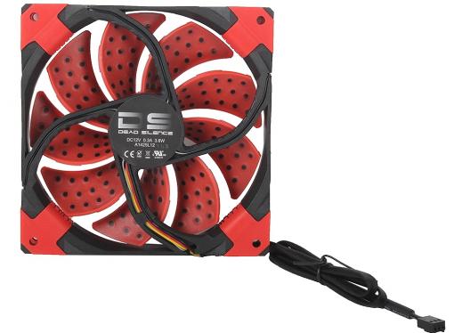 Вентилятор Aerocool DS 14см Red (красная подсветка), 3+4 pin, 64.8 CFM, 1000 RPM, 14.2 dBA при 12V и 39.8 CFM, 700 RPM, 10.8 dBA при 7V