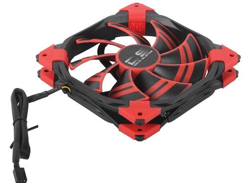 Вентилятор Aerocool DS 14см Red (красная подсветка), 3+4 pin, 64.8 CFM, 1000 RPM, 14.2 dBA при 12V и 39.8 CFM, 700 RPM, 10.8 dBA при 7V