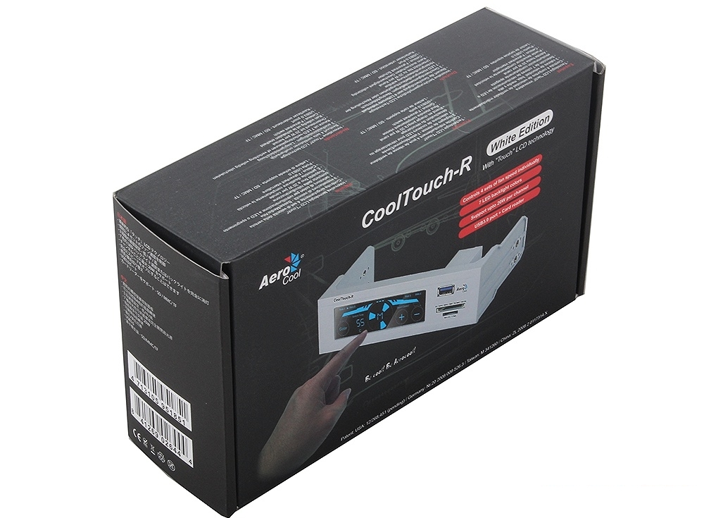 Контроллер вентиляторов Aerocool Cool Touch-R, белый 1 x USB 3.0, карт-ридер, сенсорный, до 4-х вентиляторов, до 20Вт каждый