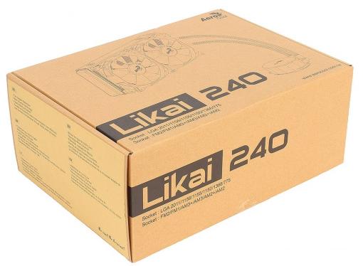 Система жидкостного охлаждения Aerocool Likai 240, до 350W, PWM, 800-2000 RPM, 2х12см, LGA 2011/1156/1155/1150/1366/775, FM2/FM1/AM3+/AM3/AM2+/AM2.