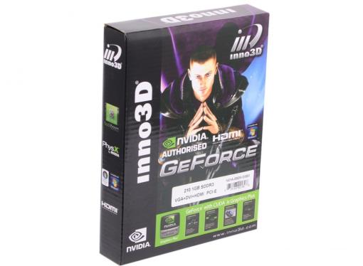 видеокарта 1gb <pci-e> inno3d g210 c cuda <gfg210, gddr3, 64 bit, hdcp, dvi, hdmi, low profile, retail>