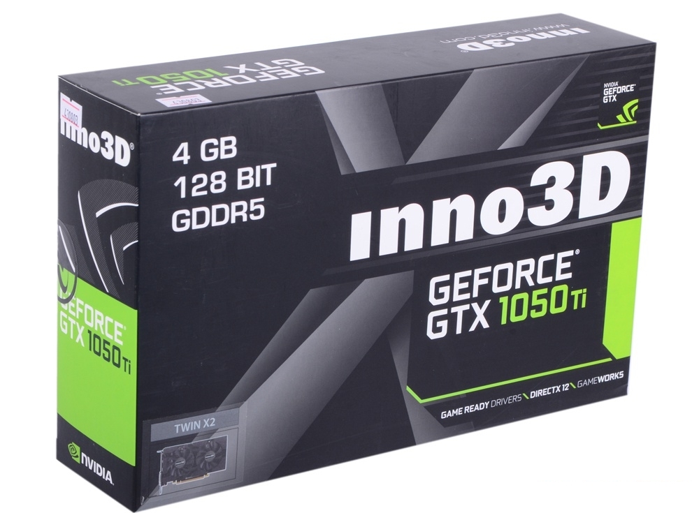 Видеокарта Inno3D GeForce GTX 1050 Ti Twin X2 N105T-1DDV-M5CM 4Gb 1290Mhz NVIDIA GTX1050 Ti/GDDR5/7000MHz/128 bit/PCI-E/ DVI DP HDMI