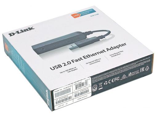 Адаптер D-Link DUB-E100/B/D1A Сетевой адаптер с 1 портом 10/100Base-TX для шины USB 2.0