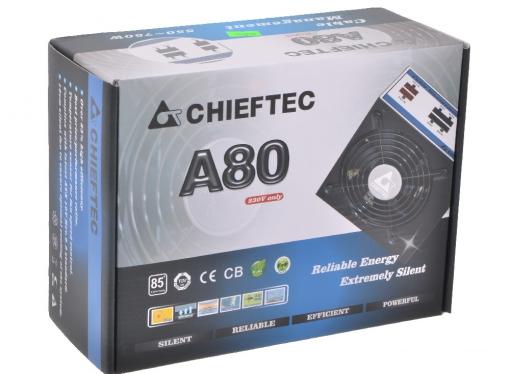 Блок питания  Chieftec 750W Retail CTG-750C [А-80] МОДУЛЬНЫЙ, v.2.3, КПД ) 85% , A.PFC, 2x PCI-E (6+2-Pin), 6x SATA, 4x MOLEX, Fan 12cm