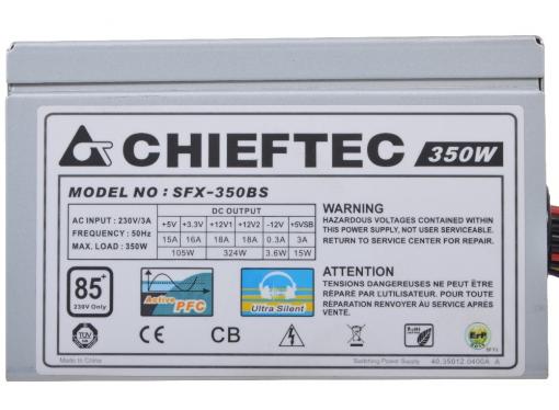 Блок питания  Chieftec 350W OEM SFX-350BS [Smart] SFX, v2.3,  A.PFC, КПД)85%, 2x SATA, 2x MOLEX, Fan 8 cm.