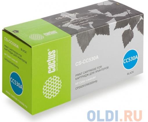 Картридж Cactus CS-CC530A для принтеров HP Color LaserJet CP2025/CM2320mfp, черный, 3500 стр.