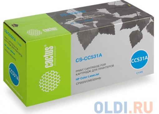 Картридж Cactus CS-CC531A для принтеров HP Color LaserJet CP2025/CM2320mfp, голубой, 2800 стр.