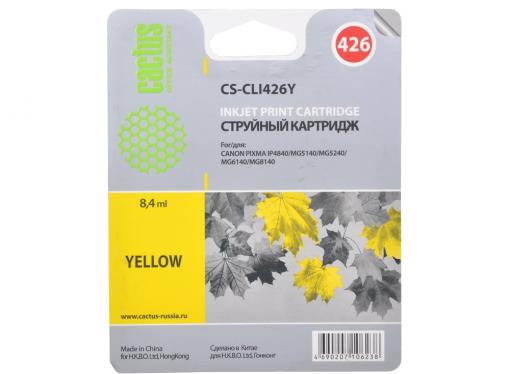 Картридж CACTUS  CS-CLI426Y для Canon PIXMA MG5140/5240/6140/8140; MX884, желтый,8.4 мл