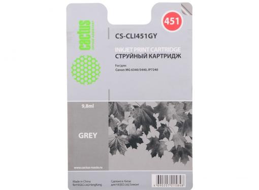 Картридж Cactus CS-CLI451GY для Canon MG 6340/5440/IP7240. Серый. 335 страниц.
