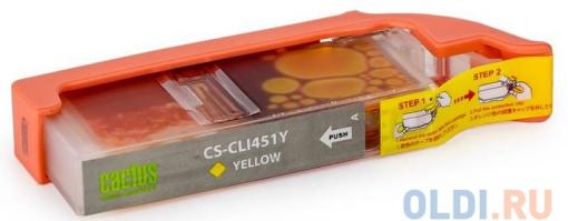 Картридж Cactus CS-CLI451Y для Canon MG 6340/5440/IP7240. Жёлтый