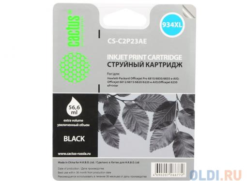 Картридж струйный Cactus CS-C2P23AE №934XL черный для HP DJ Pro 6230/6830 (30мл)