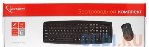 Комплект клавиатура + мышь беспров. Gembird KBS-8000,черный, 2.4ГГц/10м, 1600DPI,  мини-приемник- USB