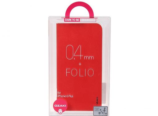 Чехол-книжка Ozaki OC581RD O!coat 0.4+Folio для iPhone 6 Plus. Цвет: красный.