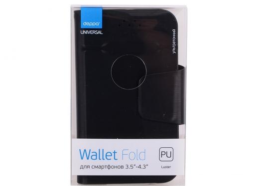 Чехол-книжка универсальный 3.5''-4.3'' Deppa 87000 Wallet Fold S Black флип, полиуретан
