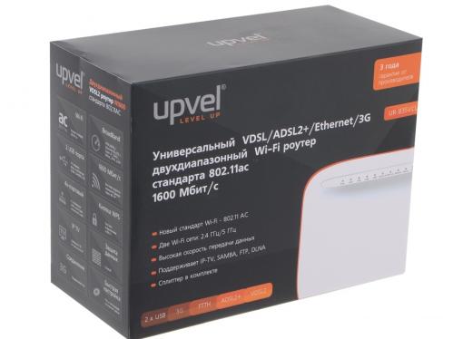 Маршрутизатор UPVEL UR-835VCU 3G/LTE/Ethernet/VDSL2/ADSL2+ двухдиапазонный гигабитный 1600 Мбит/с Wi-Fi роутер 802.11ac, IP-TV, 2 х USB, 5 внтр. ант. по 3 дБи, SAMBA, FTP (VDSL/ADSL сплит?