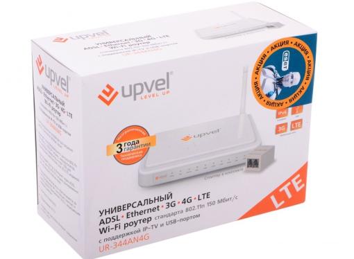 Маршрутизатор UPVEL  UR-344AN4G bandle 3G/LTE ADSL2+/Ethernet Wi-Fi роутер 802.11n 150 Мбит/с Бонус ESET Nod32 Smart Security 3 мес. бесплатно + Карто