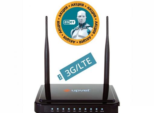 Маршрутизатор UPVEL UR-337N4G Bandle 3G/LTE, стандарта 802.11n 300 Мбит/с Бонус ESET Nod32 Smart Security 3 мес. бесплатно + Карточка на скидку 400 ру