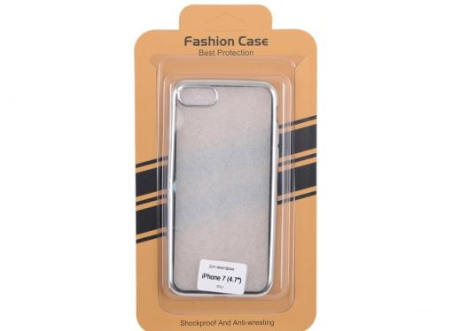Силиконовый чехол для iPhone 7 (прозрачный с серебряной хром рамкой) 0L-00029778