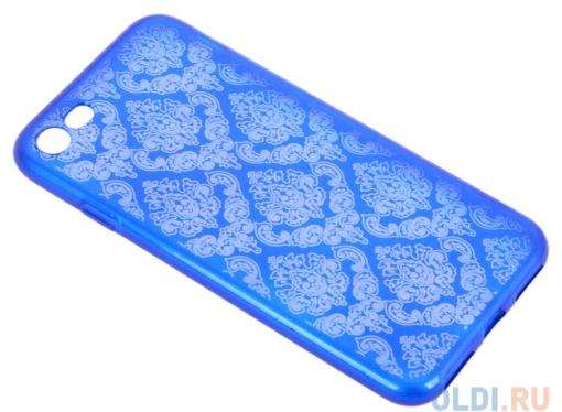 Силиконовый чехол для iPhone 7 TPU Цветочный узор (синий/прозрачный) 0L-00029604