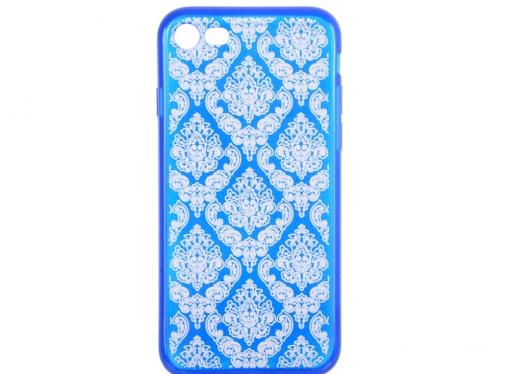 Силиконовый чехол для iPhone 7 TPU Цветочный узор (синий/прозрачный) 0L-00029604