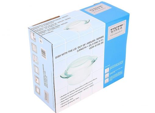 Кастрюля из стекла UNIT UCW-5102/25 , серия Weiler, для СВЧ и Духовки, от -30 до +250С, объём 2л.