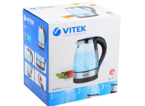 Чайник Vitek VT-7008 TR 2200 Вт 1.7 л пластик/стекло чёрный