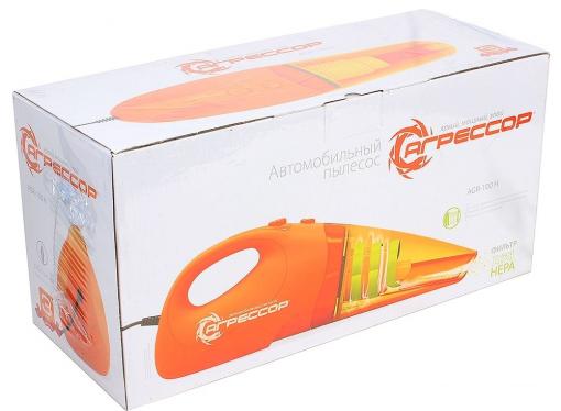 Пылесос автомобильный Агрессор AGR-100H, 12V, 100W, циклон, фильтр ХЭПА,  5м. шнур, 4 насадки, сумка., 1/6