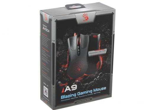 Мышь A4-Tech Bloody A9 Blazing черный Laser (4000dpi) USB игровая (8кнопок)