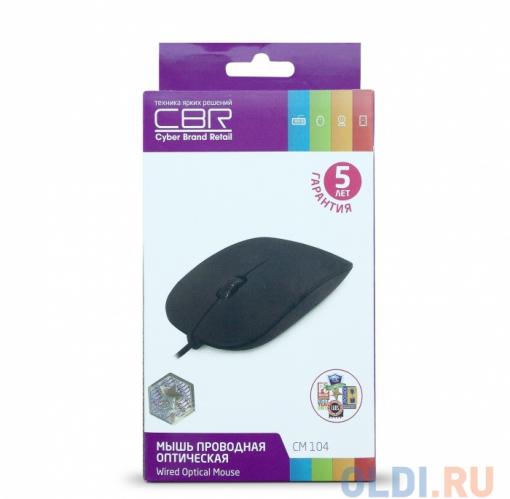 Мышь CBR CM-104 Black USB проводная, оптическая, 1200 dpi, 3 кнопки + колесо