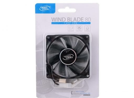 Вентилятор Deepcool WIND BLADE 80 80x80x25 3pin 20dB 1800rpm 60g голубой LED DP-FLED-WB80