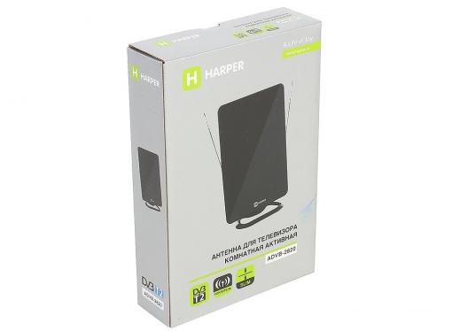 Телевизионная антенна HARPER ADVB-2820 (комнатная, активная;DVB-T2; VHF / UHF (174–230 MHz, 470-862 MHz); 25 dB; 75 ; 3 dB; питание-DVB-T2)