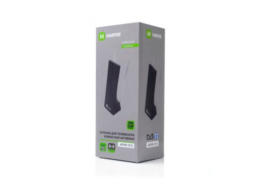 Телевизионная антенна HARPER ADVB-1213 (комнатная, активная;DVB-T2; VHF / UHF (174–230 MHz, 470-862 MHz); 15 dB; 20dB;  1,5 м)