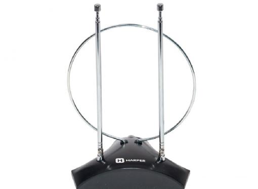 Телевизионная антенна HARPER ADVB-2010 (комнатная, активная;DVB-T2; VHF / UHF (174–230 MHz, 470-862 MHz)  1 м)