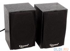 Колонки Gembird SPK-201, черный МДФ,2х2,5 Вт, регулятор громкости, USB